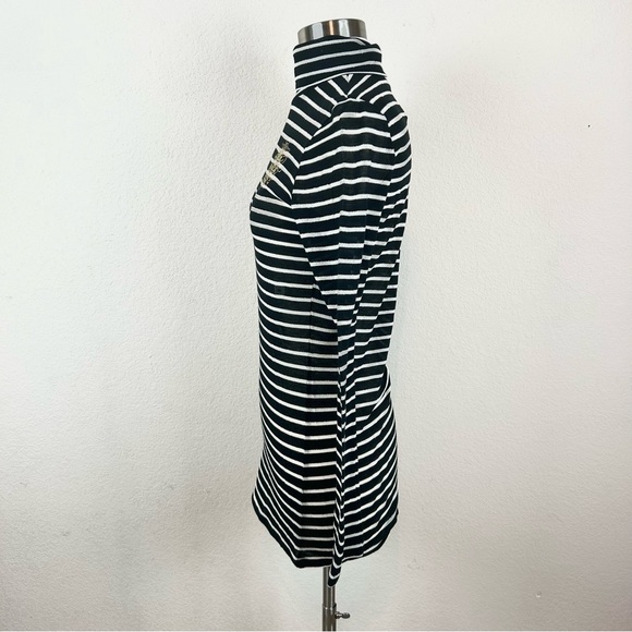 Express Black Striped Embroidered Rhinestone Turtleneck Long sleeve Top - Picture 4 of 12